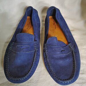 Mercanti Fiorentini Blue Suede Loafers  Italian Craftsmanship Size 8